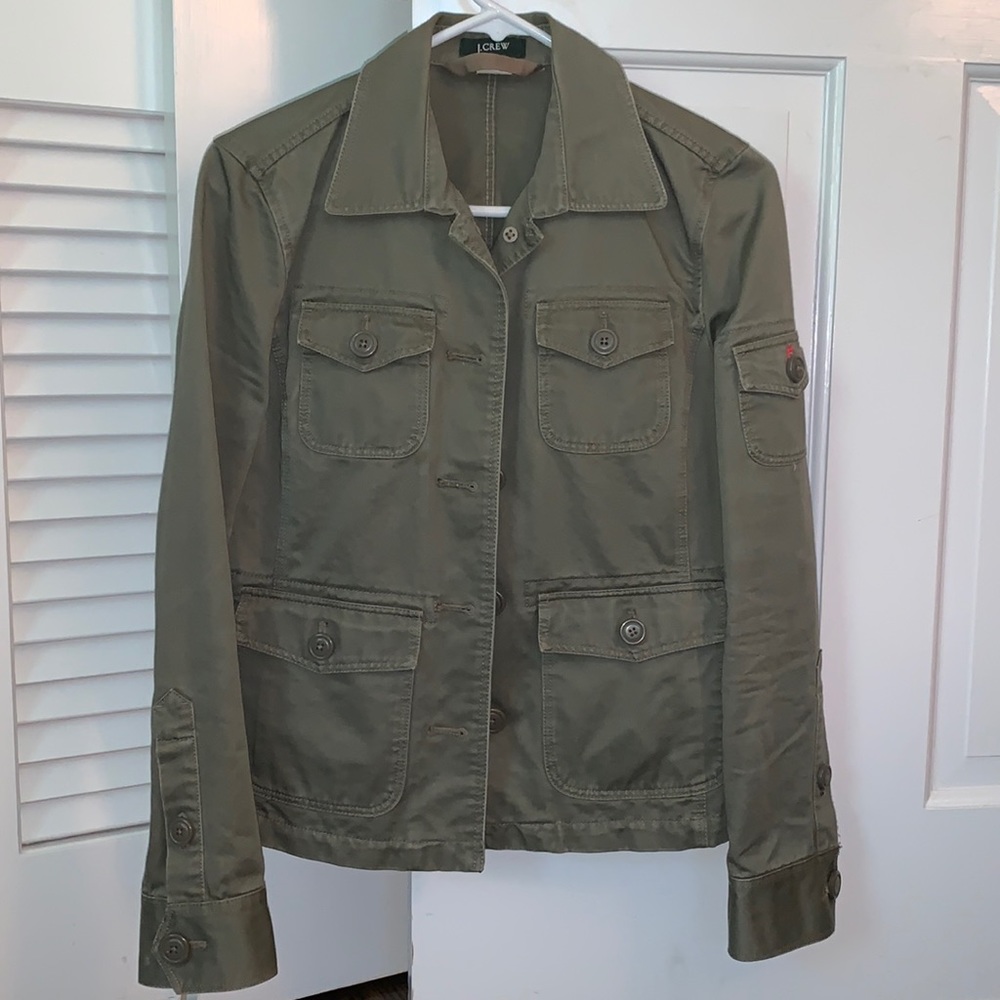 J crew army green jacket with pockets